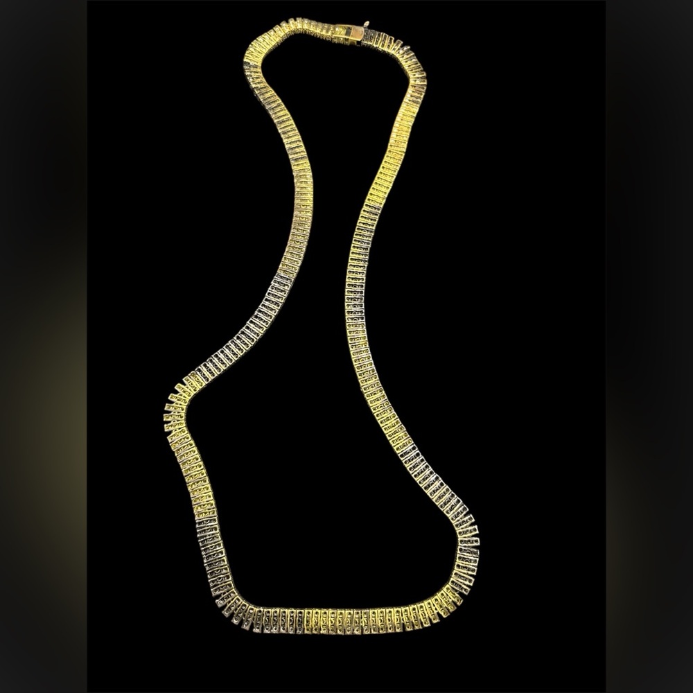 Vintage AAA Gold And Black Crystal Rhinestone Art Deco Flapper Necklace 34” - Picture 5 of 8